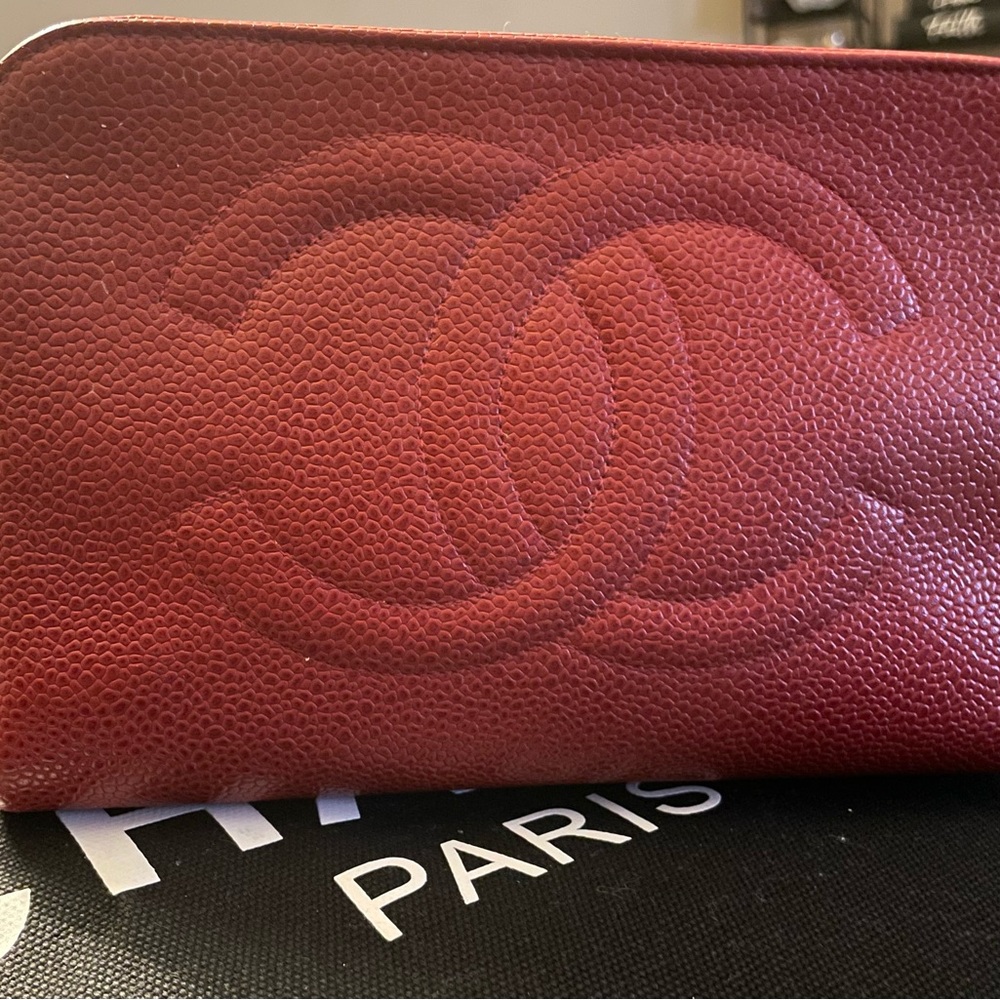 CHANEL Small Textured Red Leather Bag